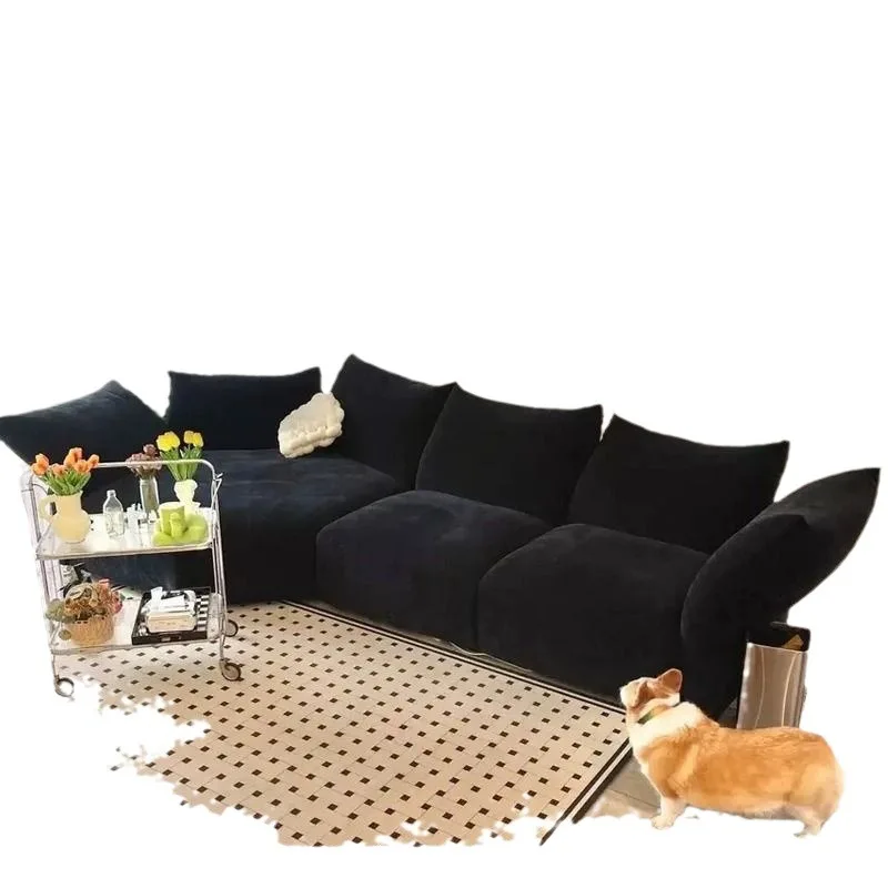 

Cream wind petal fabric sofa, living room Italian minimalist combination sofa