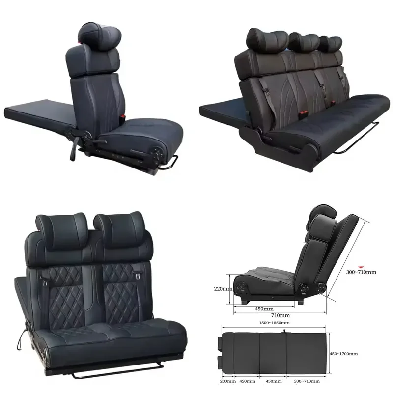 Suitable for High Quality Customizable Three-Fold Leather Seat Bed RV Van Motorhome Wholesale Modified Car Seats Caravan Use