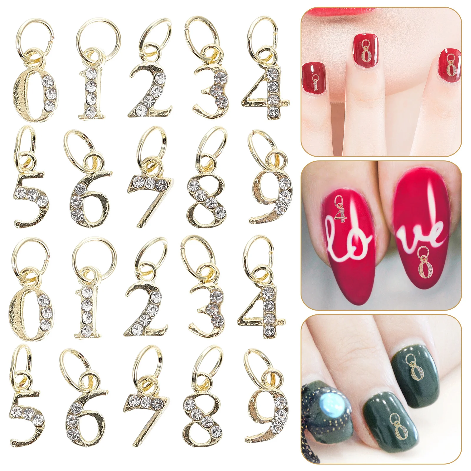 20 pendenti decorativi con strass in metallo, lucidi e sostituibili, per eleganti accessori per la decorazione di manicure per nail art