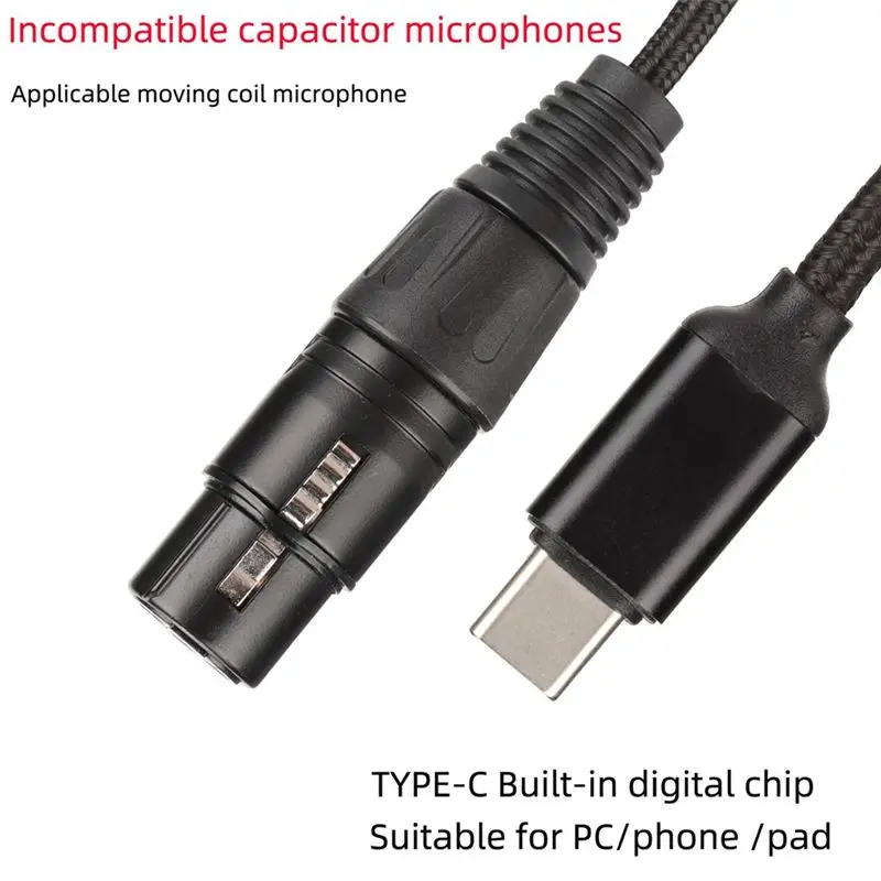 AA60 USB C to XLR Female Recording Cable, Type C Microphone Line, Low Noise HiFi, Plug and Play, 2 Meters