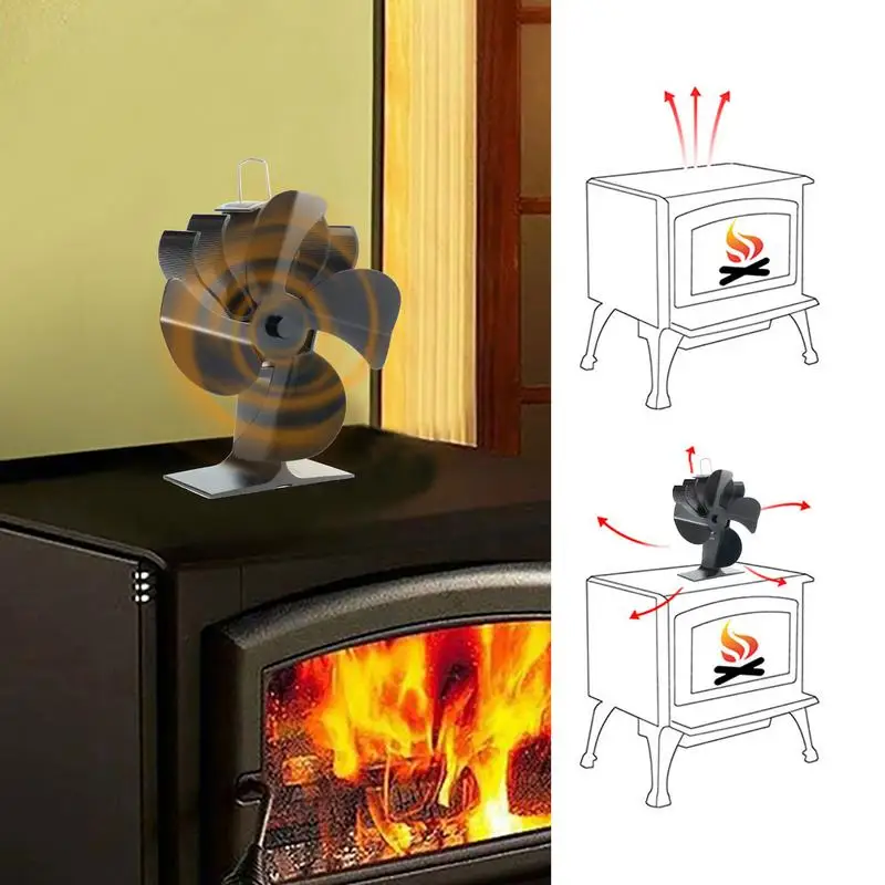 Fireplace Fan Heat Powered Mini Stove Fan Silent Log Burner Efficient Heat Distribution Rotating Eco Fan Home Fireplace Decor