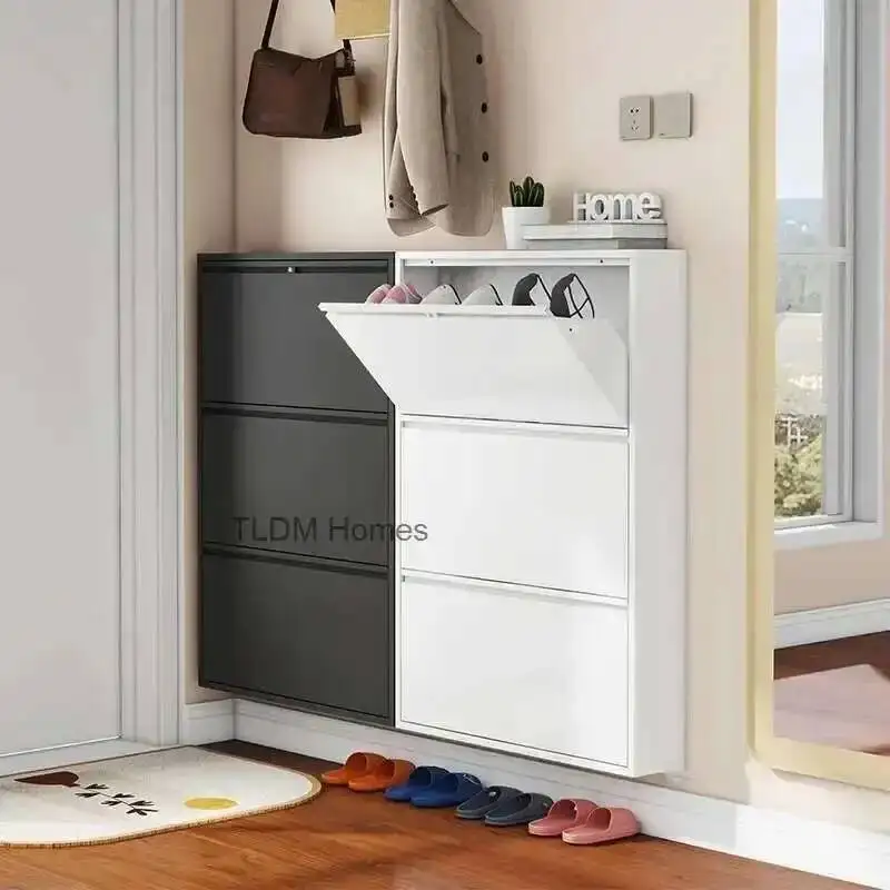 المعيشة الحديثة الأحذية الضيقة الجمالية رف أثاث غرفة المنزل مائل العمودي تخزين خشبي المدخل خزائن الأحذية k #2