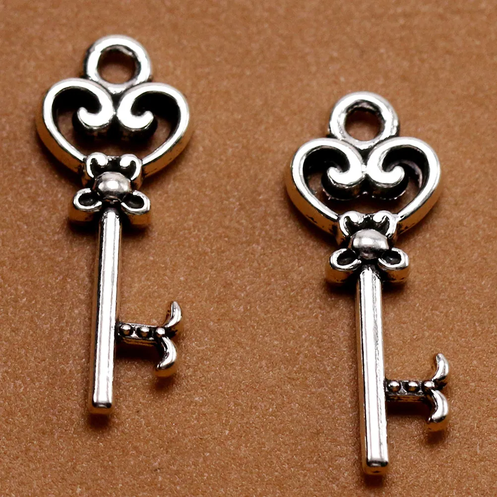 

50Pcs Silver Pendant Charms Alloy DIY Jewelry Making Kit for Keyring Sweater Chain Anklet Cellphone Decor