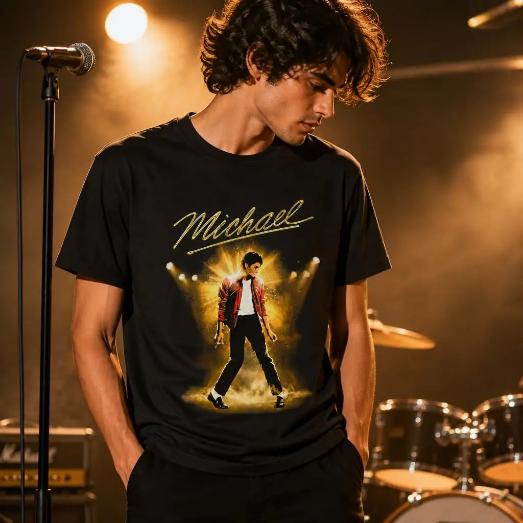 MJ King of Pop Halftone Michaels Jacksons Men T Shirt 100% Cotton Clothing Fun Short Sleeve Tee Gift T-Shirts