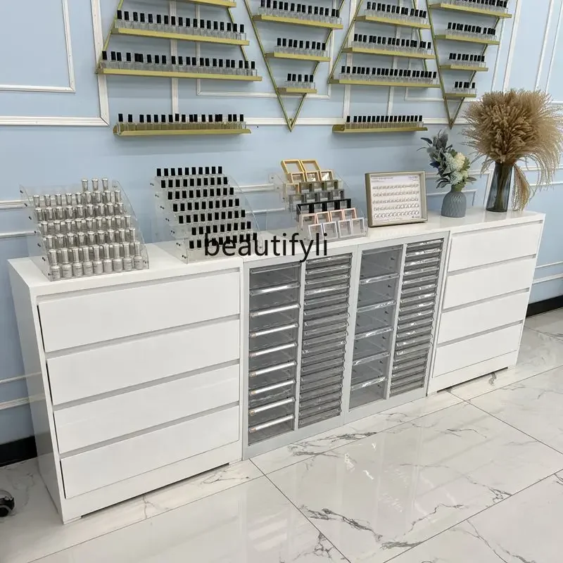 Modern Simple Manicure Display Cabinet Nail Polish Storage Locker Nail Salon Floor Cabinet Showcase Drawer