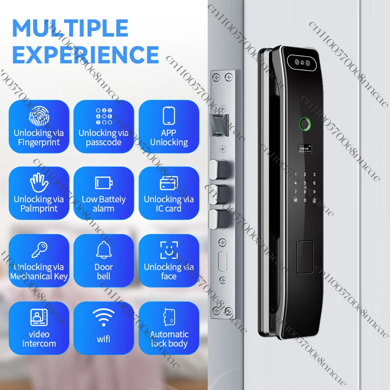 Hot Selling TTlock Tuya APPFace Scene Smart WiFi Digital Door Lock Code Card Unlock Fingerprint Fully Automatic Smart Door Lock