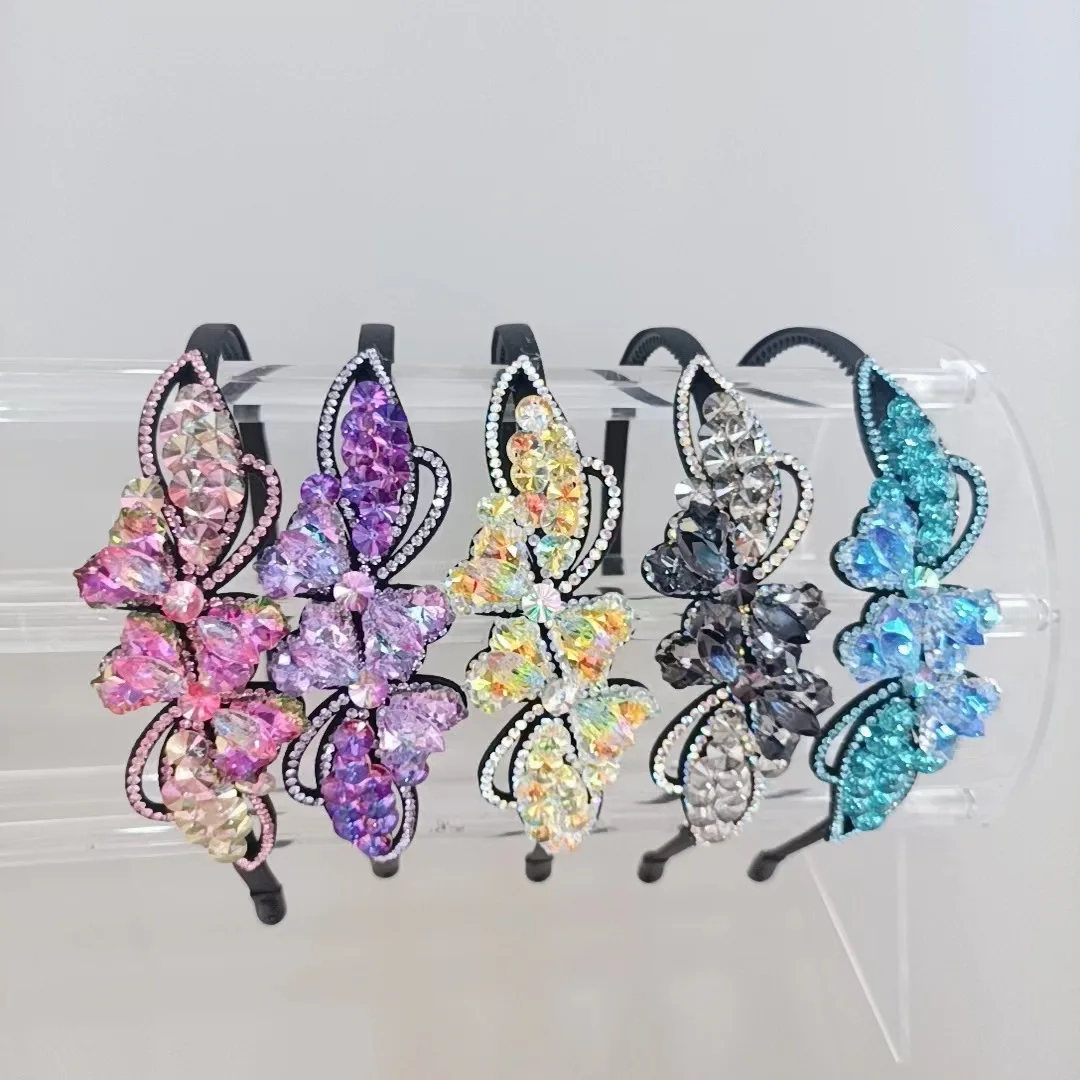 

Korean contracted sweet girl hair hoop small bowknot crystal paragraph of primary and middle have a hoop fine hair