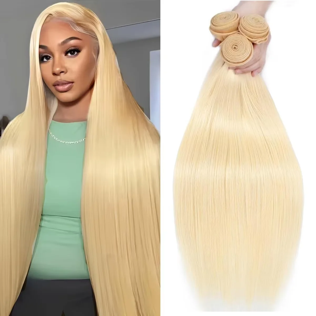 

613 Медовый блондин 1/3/4 Бразильские пучки волос Прямое плетение костей Реми 100% человеческие волосы Двойной уток 30 36 40 дюймов Плетение пучков