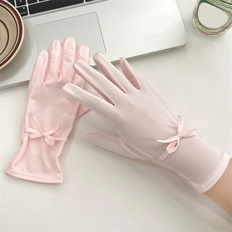 

Women Summer Ice Silk Light Breathable Touchscreen Gloves Quick Dry Sunscreen Driving Cycling Anti-slip UPF50+ Anti-uv Gloves