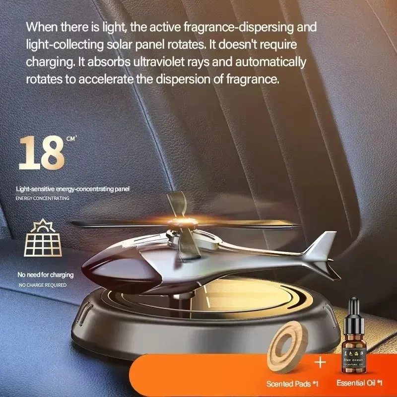 Solar Car Fragrance Helicopter Car Air Freshener Ornaments Decor Interior Decoration Solar Rotating Aroma Diffuser for Office image 2