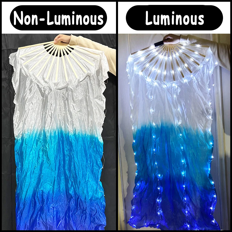 1 Piece LED Belly Dance Fan Colorful Veil Light Up Luminous Long Silk Fan Women Stage Performence