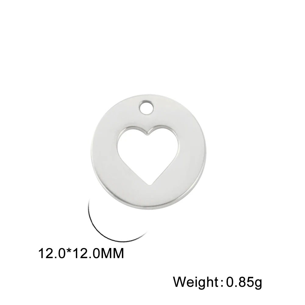 EUEAVAN 20pcs/lot Charms Heart Stainless Steel Charms for Jewelry Making DIY Bracelets Necklace Wholesale Jewelry Accessories