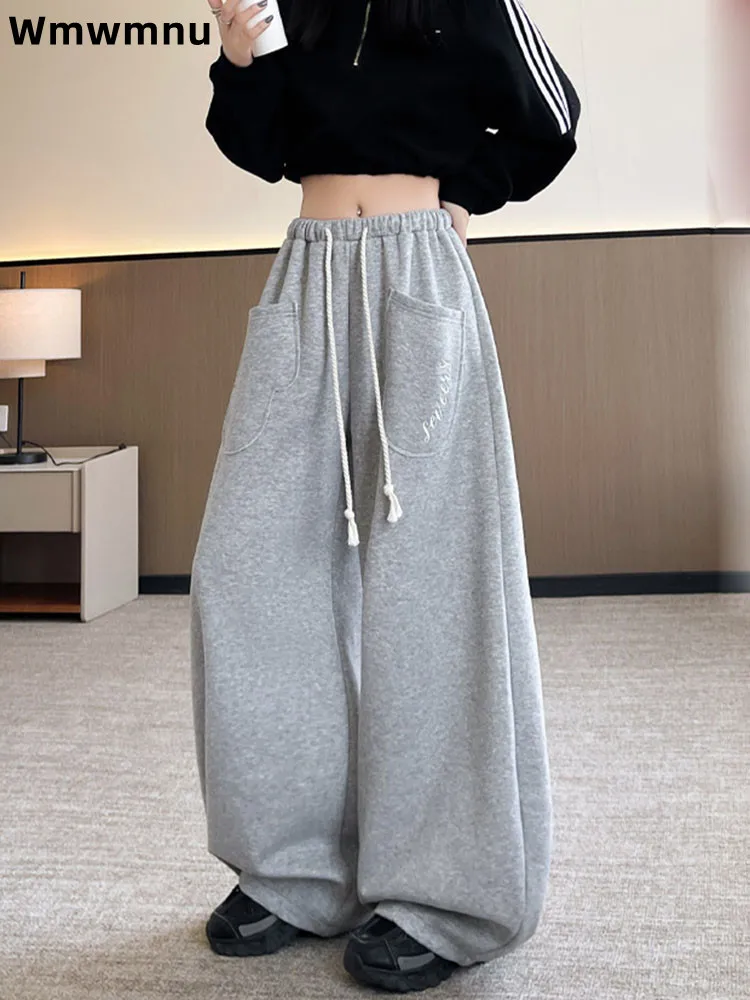 Women's Casual Drawstring Pants High Waisted Baggy Fashion Sweat Pantalones Lace-up Letter Printed Sports Trousers Hosen