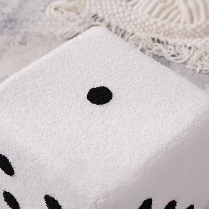 النرد مربع البراز الأثاث الحد الأدنى الحديثة وسادة صغيرة البراز الشمال الإبداع مدخل الأحذية تغيير البراز أسود أبيض #4