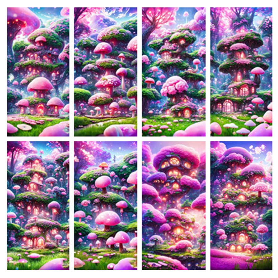 Dream Sky Large Size Scenery 5D Diamond Painting Mushroom House Full Diamond Mosaic Cross Stitch Embroidery Kit Handicraft Hobby