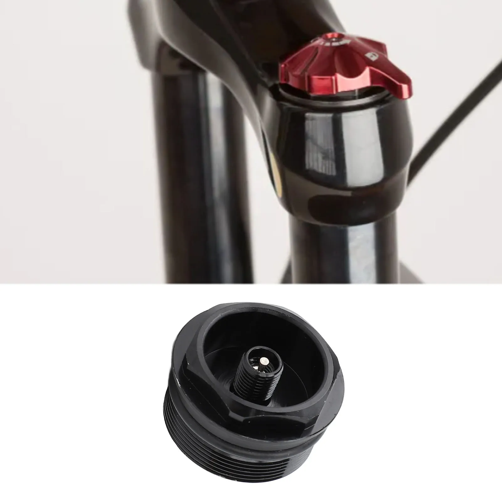 Bike Front Fork Valve Nut Aluminum Alloy Bike Air Fork Cap Assembly Valve Core Replacement For 32mm Inner Tube Front Fork