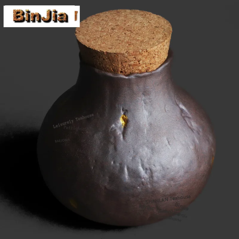 BAEJORIA Old Rock Clay Stone Texture Tea Box Organizer Moisture-proof Antique Storage Tank Containers With Wooden Cork Tea Caddy