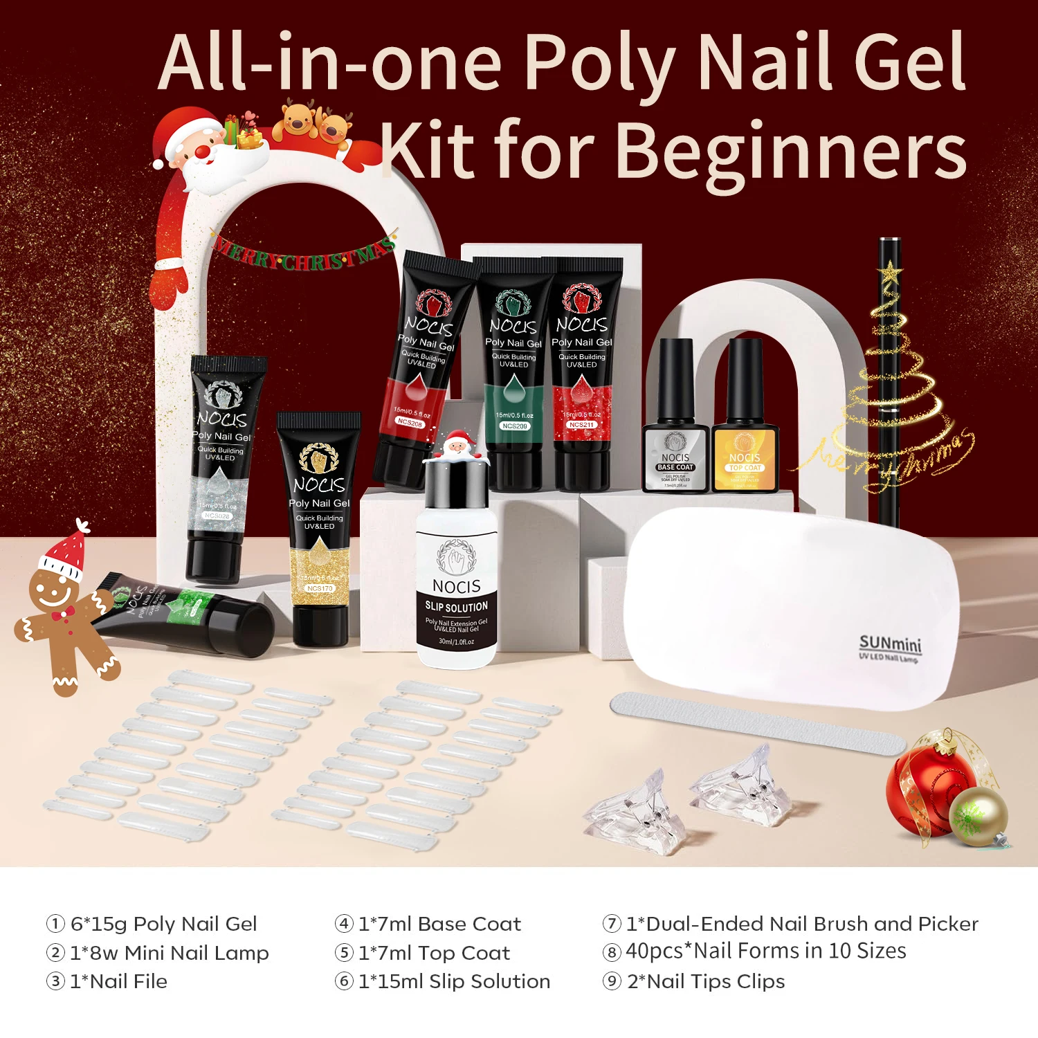 

Poly Extension Gel with Gel Nail Polish Kit 6 Colors with /LED Nail Lamp And Manicure Tools for Starter Nail Art Kit Gift