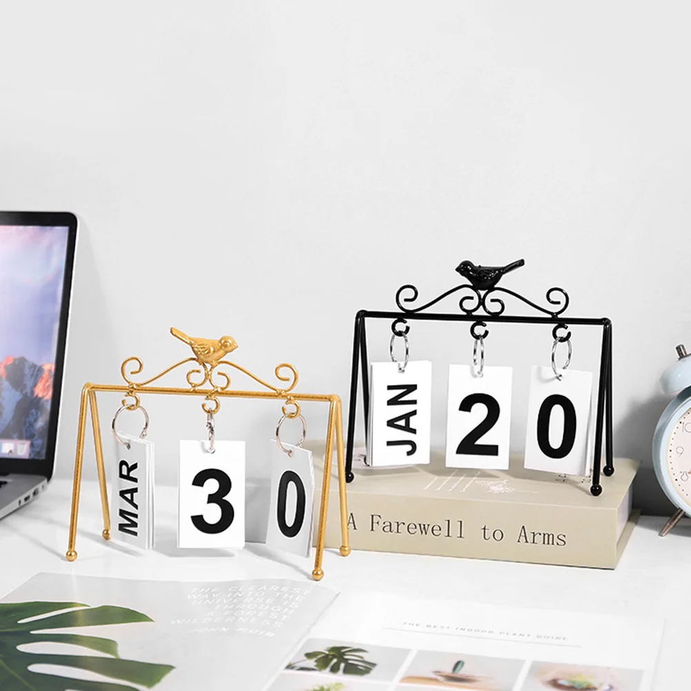

Perpetual Metal Calendar Rustic Desktop Flip Calendar Ornament Home Office Gift Household Crafts Home Decor