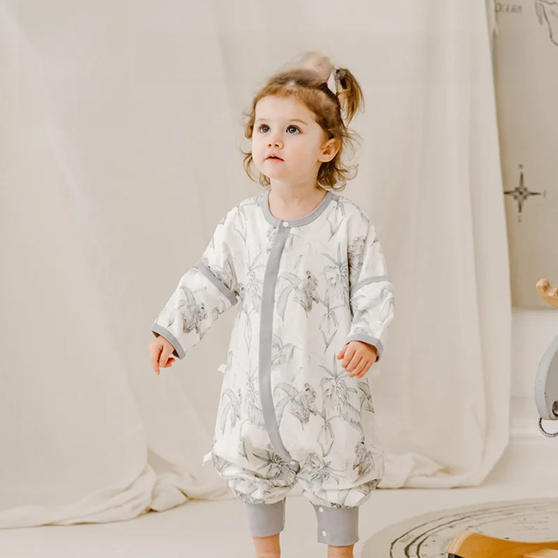 

OUYUN Baby Legged Sleep Sack Bamboo Viscose Mulberry Silk Muslin Wearable Blanket Anti-Kick 80-110