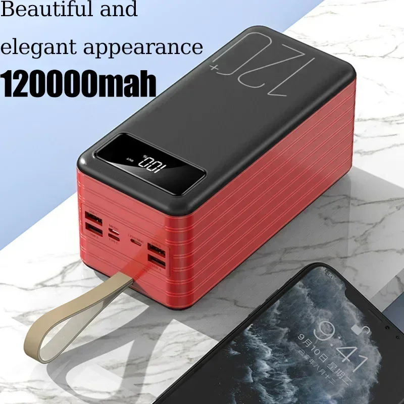 

New 120Ah High Capacity Power Bank 120W Super Fast Charging Portable Charger External Battery Pack Powerbank for IPhone Huawei