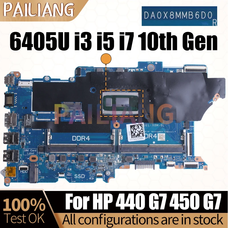 Imagem -02 - Placa-mãe para Laptop hp Mainboard Completo Testado hp 440 g7 450 g7 Da0x8 Mmb6d0 6405u i3 i5 i7 10th Gen L78085001 L78083601