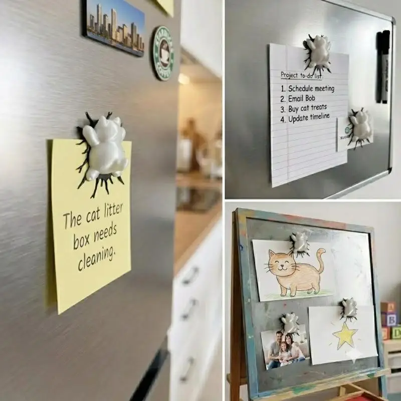 Cute 3D Cartoon Cat Collision Wall Refrigerator Magnet Easy to Paste Decor for Car Dashboard Home Office Gift for Cat Owners