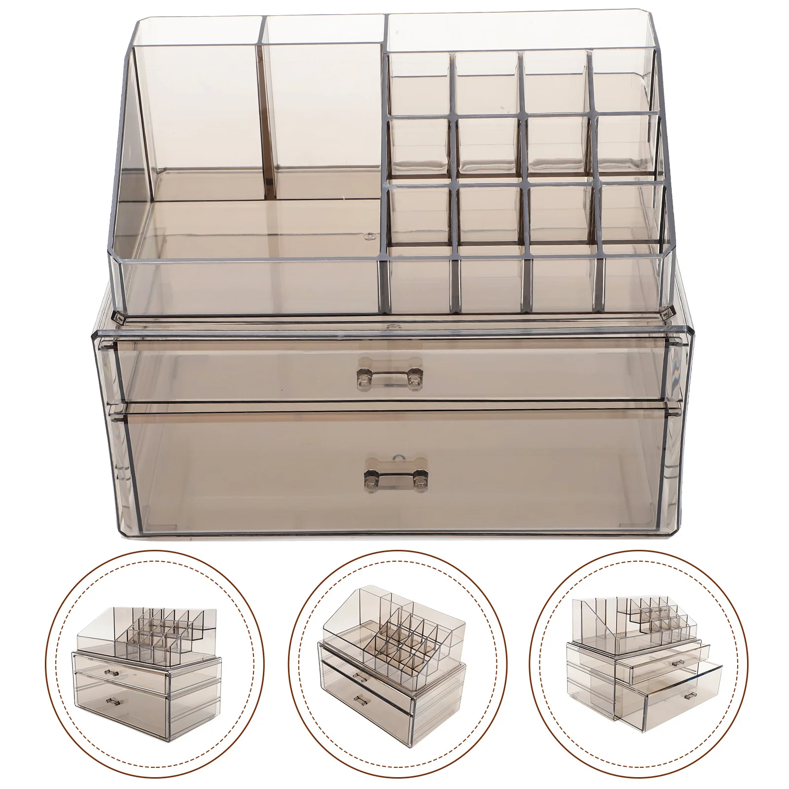

1Set Transparent Makeup Organizer Multifunction Desk Storage Box Multi-Compartment Organizer for Cosmetics Jewelry Office
