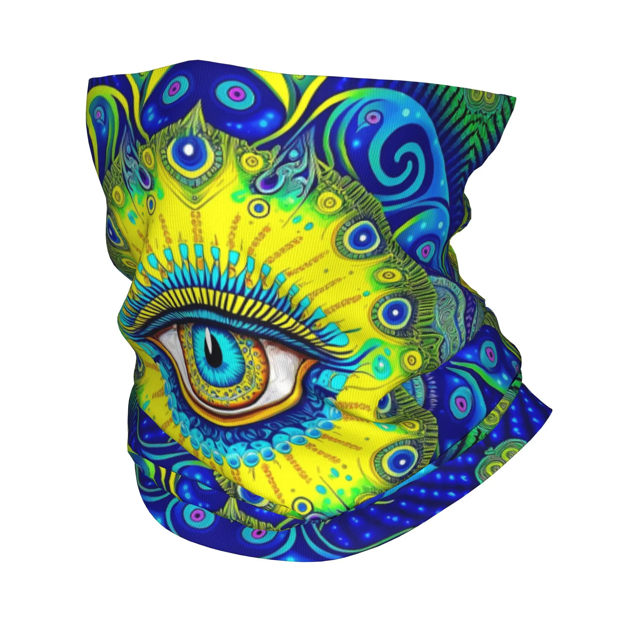 Peacock Eye Mandala Gaze Bandana Neck Gaiter Printed Wrap Mask Scarf Multifunction Headwear Cycling For Men Women Adult