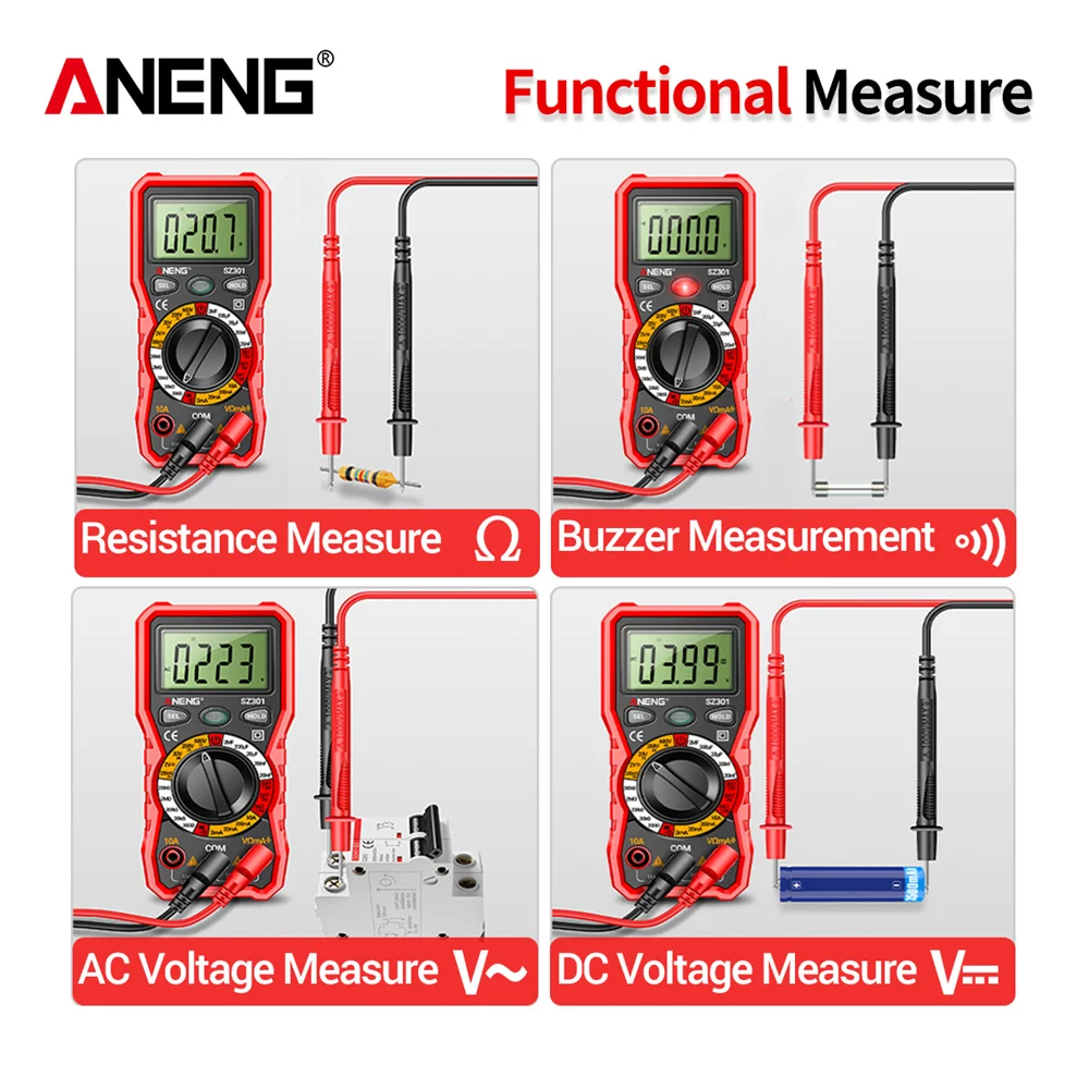 ANENG SZ301 Smart Digital Multimeter 2000 Counts Professional AC/DC Voltage Tester Ammeter Battery Powered High Precision Tools