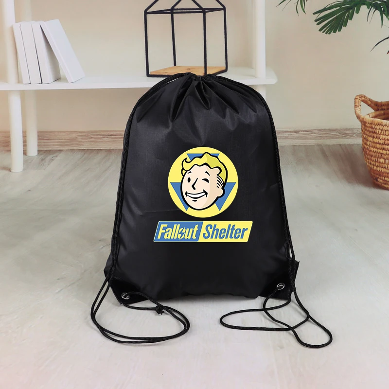 Kids Creative Drawstring Backpack Anime Fallouts Cartoon Cute Draw String Bag Children Fashion Casual Accessories Storage Pouch