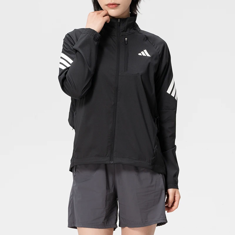 Adidas Women's Sportswear Running Fitness Woven Jacket Breathable Quick-Drying Stand-Up Collar Training Jacket Jz5145