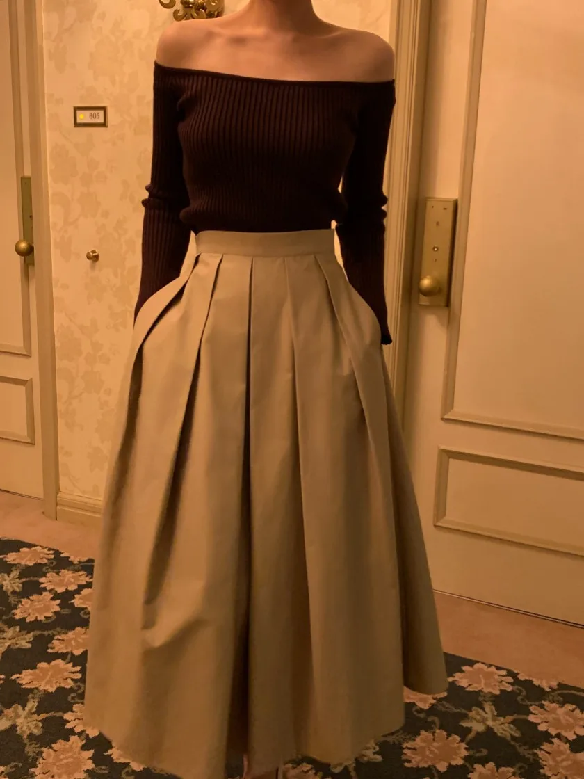 

Шикарная юбка-миди А-силуэта с высокой талией в корейском стиле, в клетку, для женщин, весна-осень-зима, модная универсальная юбка