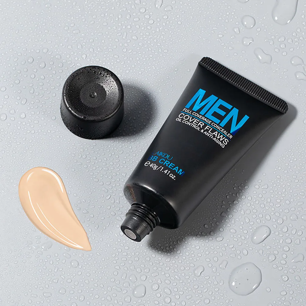 

LAIKOU Men BB Cream 40g Natural Look Facial Foundation for Men Oil Control Pore Minimizing Concealer Mattifying Face Moisturizer