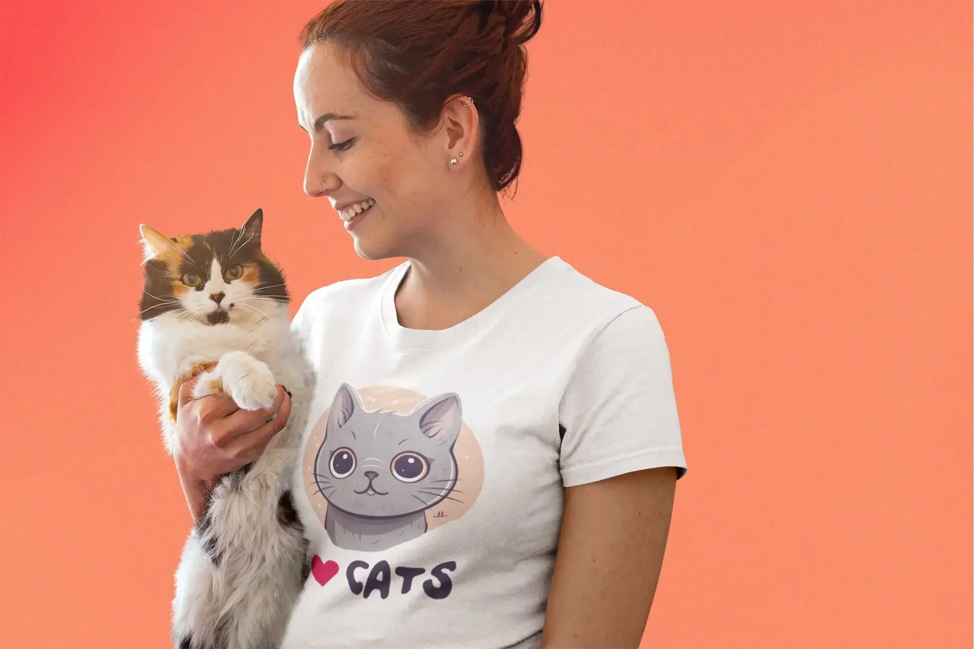 Cute Cat Lover T Shirt I Heart Cats Love Kittie Mom Dad Pet Parent Animal Top Cutest Kittens