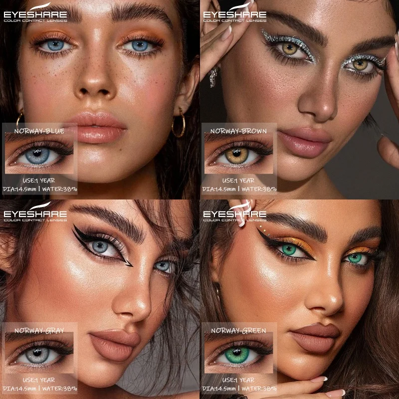 EYESHARE 1 par de lentes de contacto de Color Natural, lentes hermosas para alumnos, lentes de contacto verdes cosméticas, lentes azules, lentes de uso anual