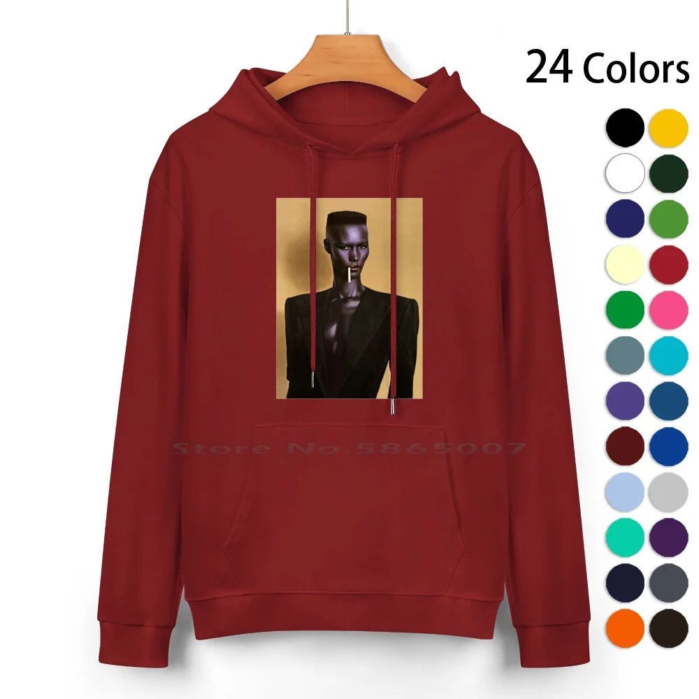 Grace Jones Pure Cotton Hoodie Sweater 24 Colors Grace Jones Nightclubbing Flat Top Disco Jamaica Slave To The Rhythm Dolf