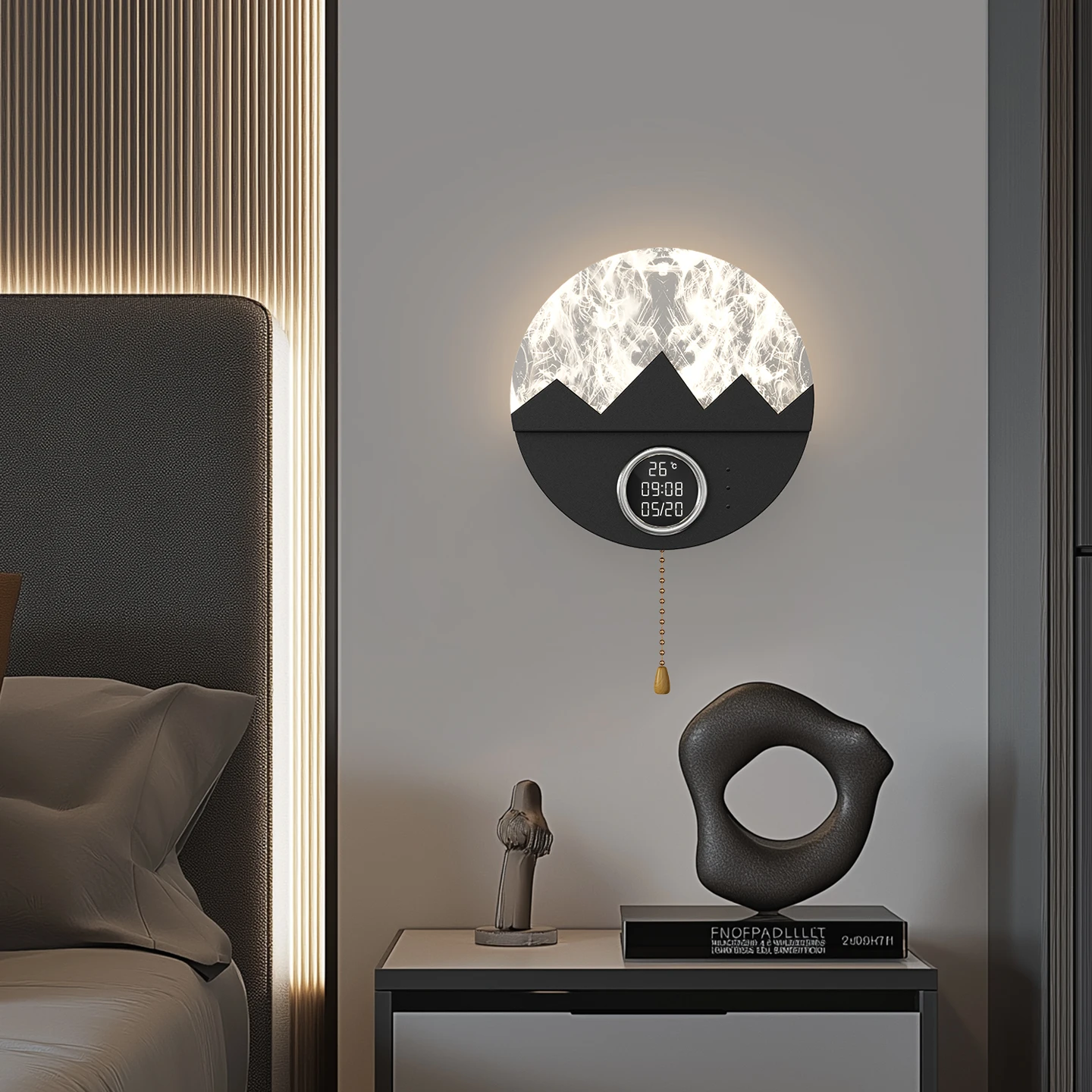 Modern Circle Wall Lamp For Living Room Bedroom Children's Room Sofa Round Background Lighting Decor Clock Or Speak Wall Lamp