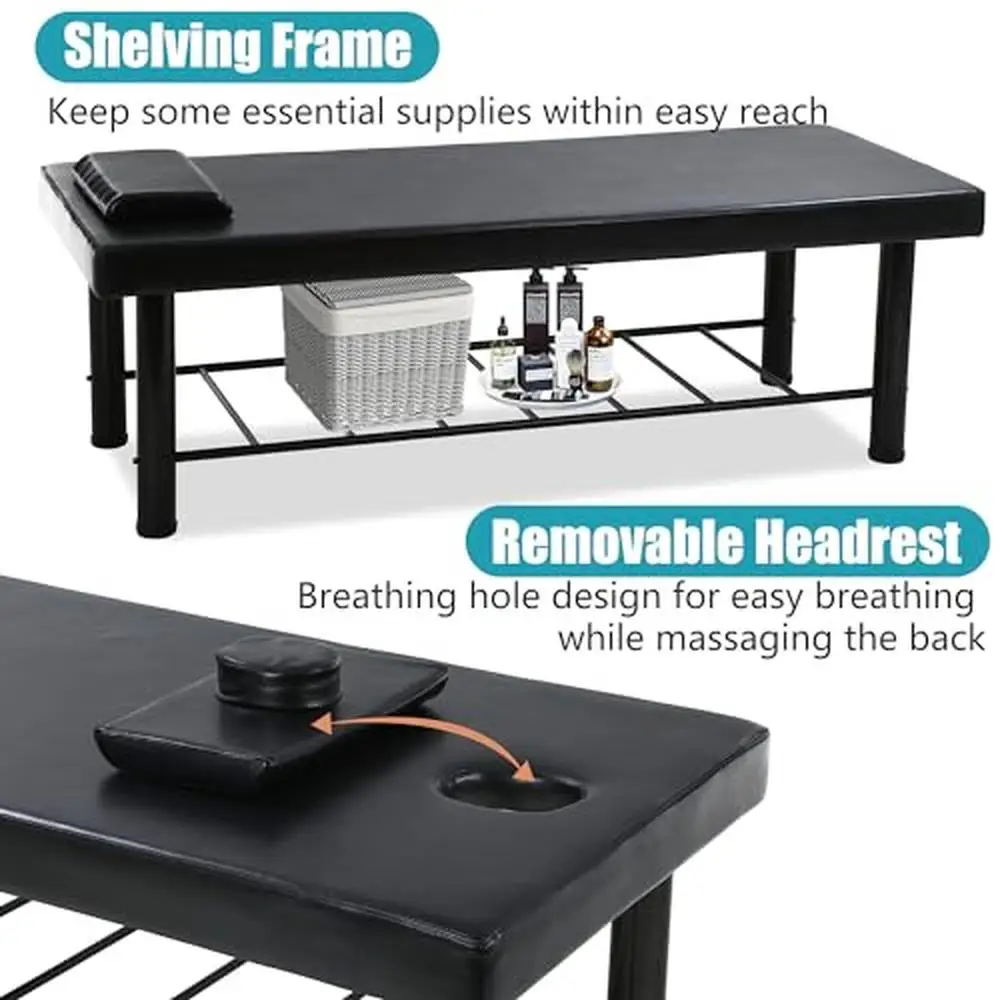 Hydrolysis-Resistant Spa Bed with 4-Inch Thick High Rebound Sponge Removable Headrest Shelving Frame Stable Load-Bearing System