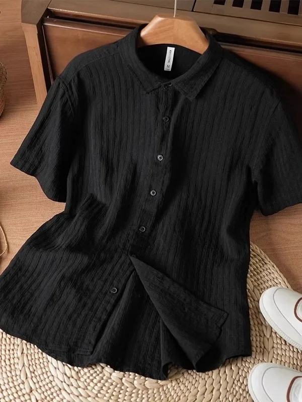 Elegant Short Sleeve Men's Shirt Stylish Design Summer New Arrival Breathable Polyester Fabric Standard Fit  Collar Casua...