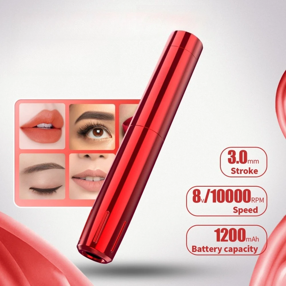 Permanent Makeup Tattoo Machine RCA or Wireless Battery Pen 3.0mm Stroke 1200mAh Battery  for Lip Eyebrow
