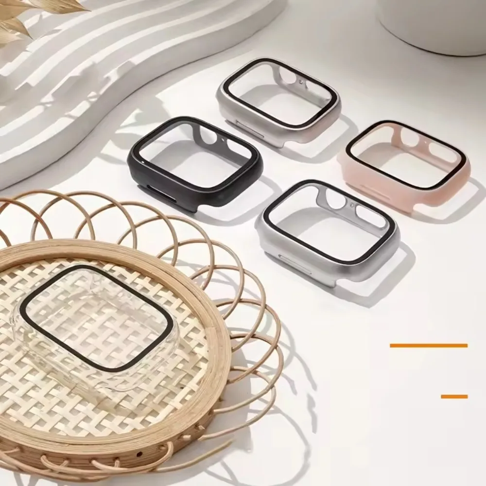 PC Case+Tempered Screen Protector for Apple Watch Ultra 3-1 11 10 46/42mm Shell Membrane Integration IWatch 9 8 7 6 5 SE 45/44mm