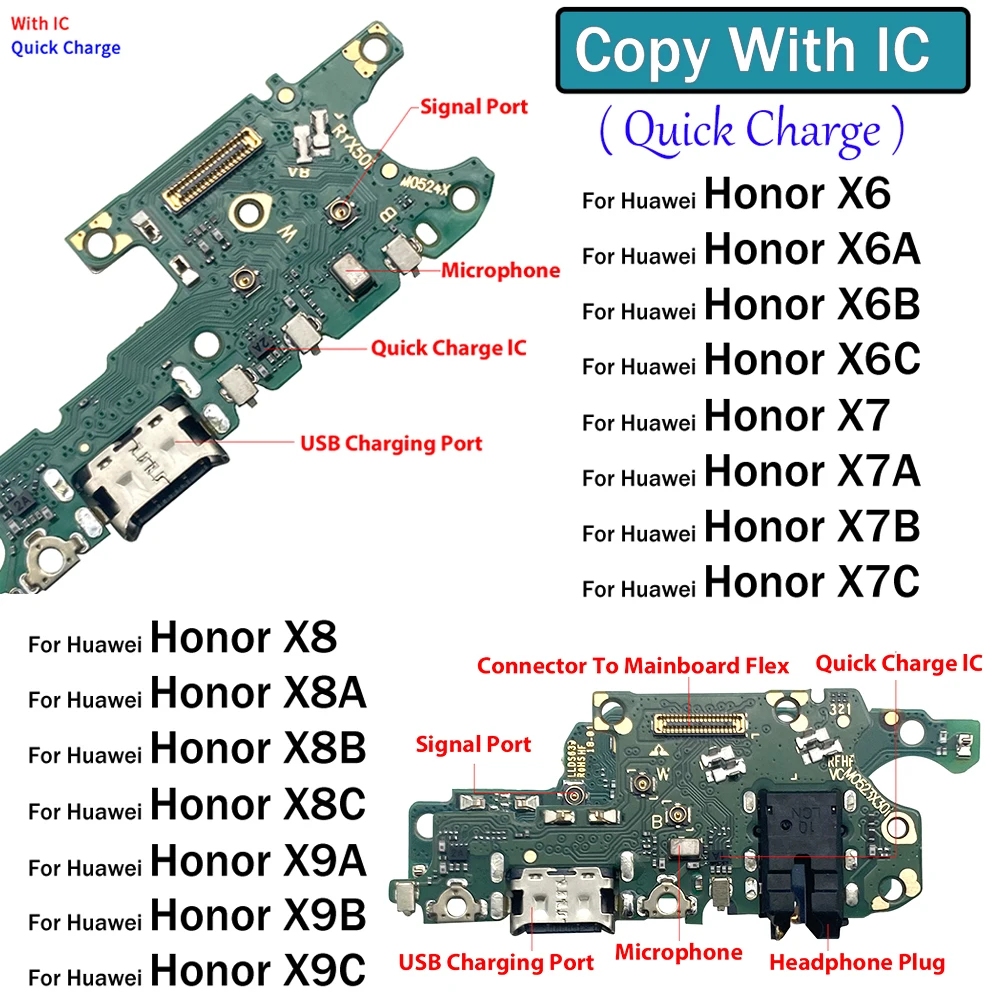 USB Charger Charging Port Connector Flex Cable For Huawei Honor X6 X6A X6B X6C X7 X7A X7B X7C X8 X8A X8C X9 X9A X9B X9C 4G 5G