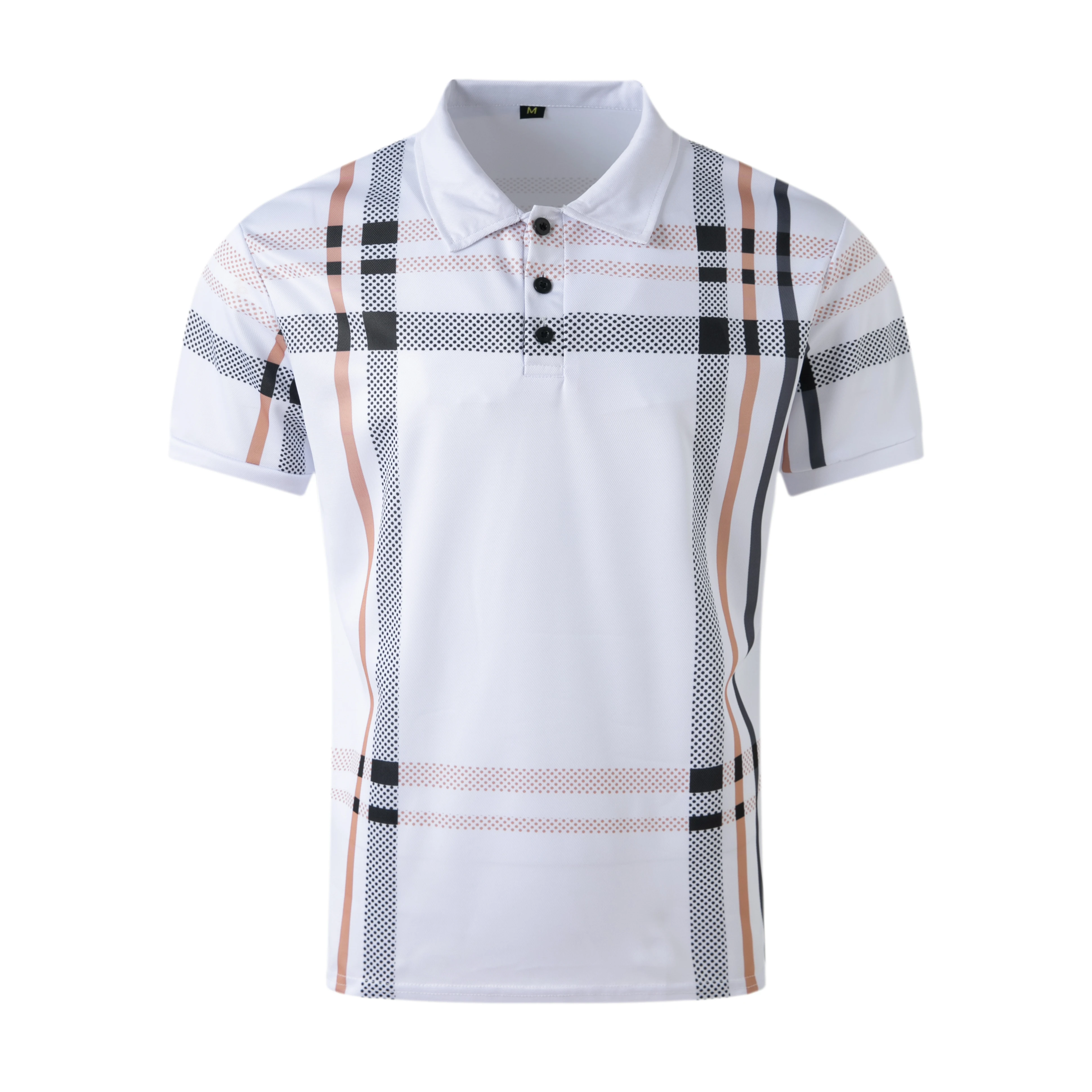 Best Selling Men Polo Shirt Stripe Printing Turn Down Collar Button Top Short Sleeve Summer Casual Men\'s Clothing Polo Shirts