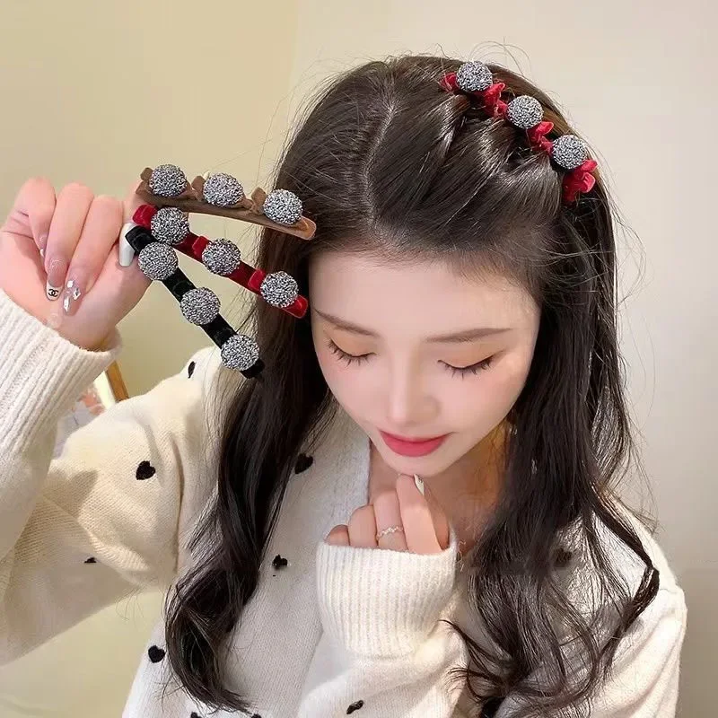 

New Korean Bling Heart Braided Shiny Side Duckbill Hair Clips Fashion Hair Accessories Women Girls Sweet Cute Vintage Clips