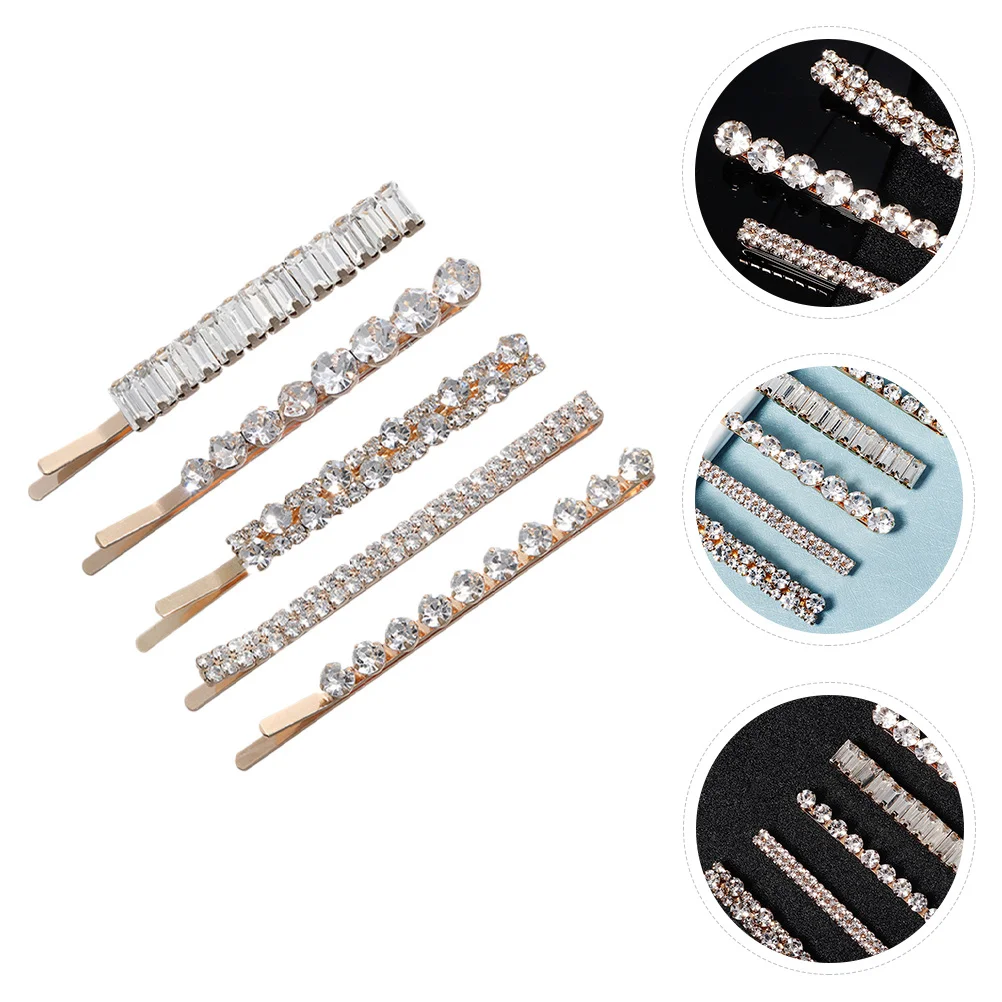 Pinces à cheveux en strass pour femmes, 5 pièces, accessoires pour cheveux, épingle à cheveux en cristal, Barrette, fête de mariage, bal, accessoires de coiffure