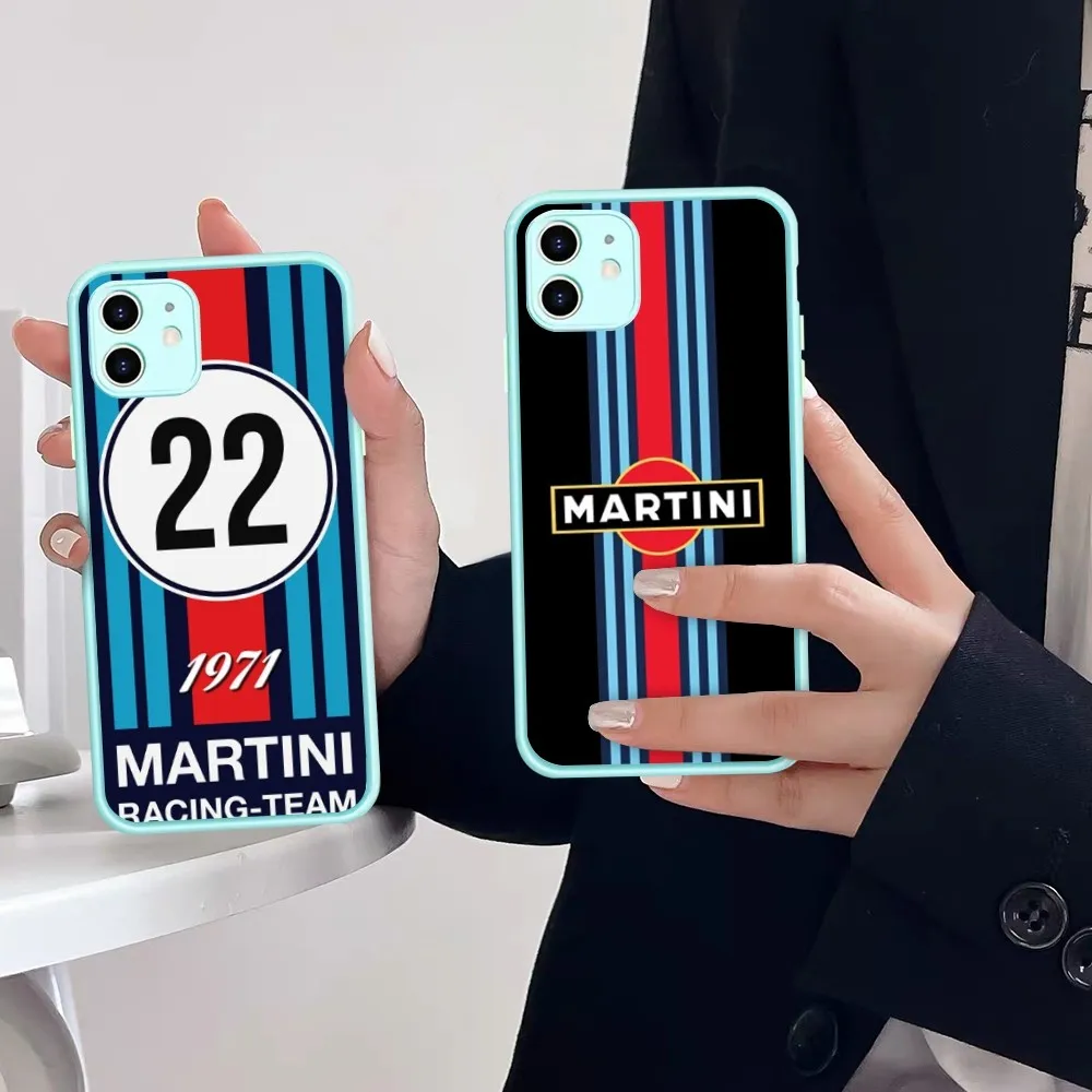 Racing Martini Phone Case For IPhone 14 X XR XS 7 8 Plus 11 12 13 Pro MAX 13mini Matte Shockproof Case