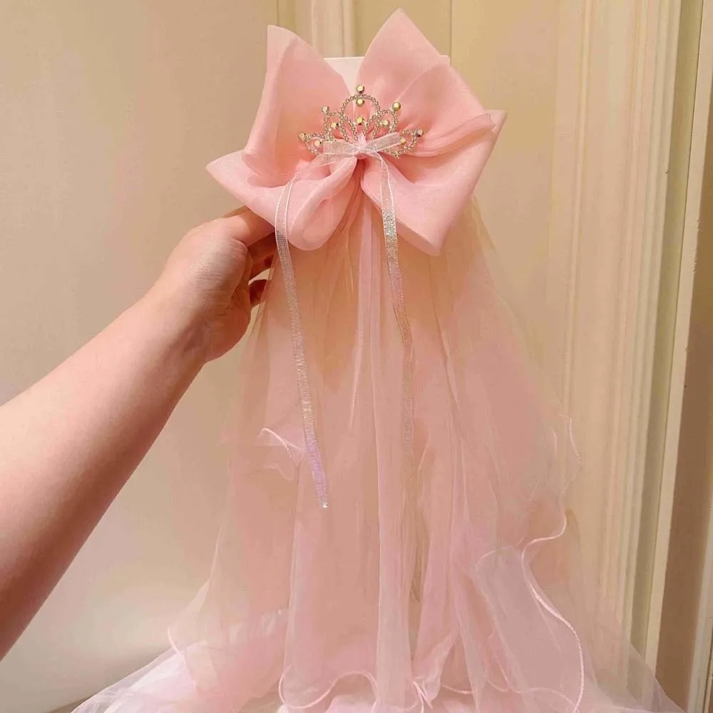 

Модная белая заколка для волос с бантом, бусинами и сеткой из полиэстера, свадебная, для девочек