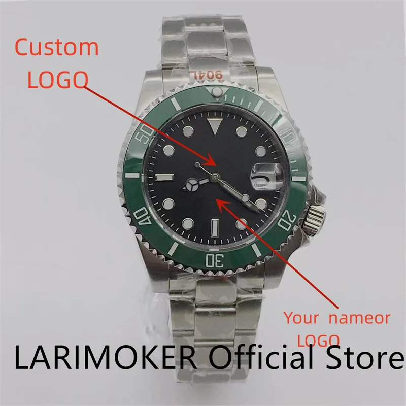 

LARIMOKER 40MM Automatic NH35A Men Watch Brush Oyster Bracelet Luminous black Dial Sapphire Crystal Crown 3.8 O 'Clock Extra 3%