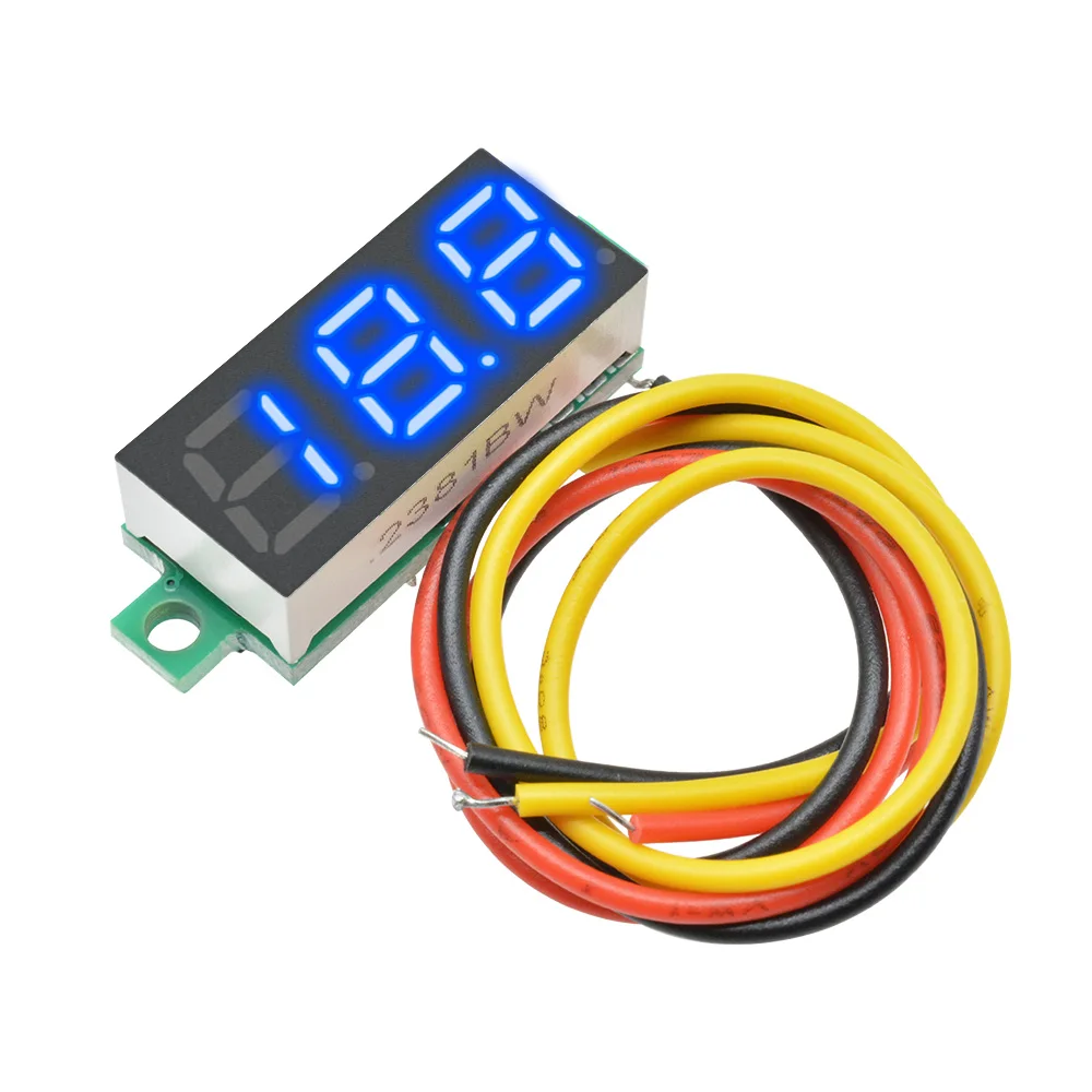 DC Voltage Display Mini Digital Voltmeter 0.28 Inch 2/3-Wire DC 0-100V 3.7-30V Digital Voltmeter Voltage Tester Red Green